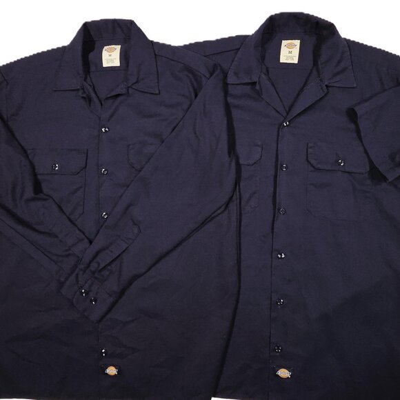 Dickies Men’s Work Shirt Bundle Navy Long & Short Sleeve Size M - Picture 1 of 10